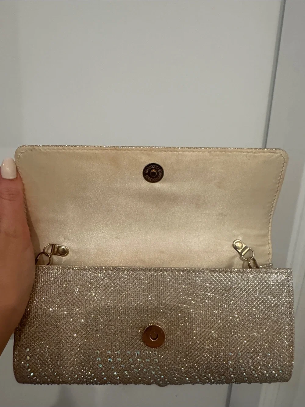 Jessica McClintock Gold Crystal-Embellished Chain Clutch